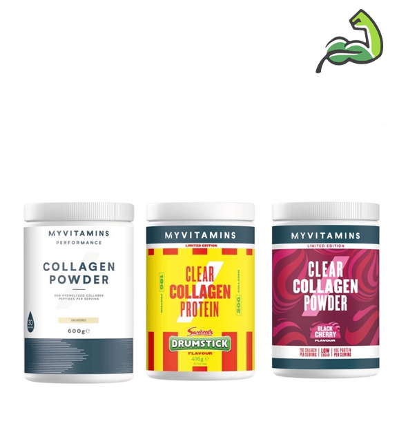 All flavors of Myvitamins Clear Collagen Powder